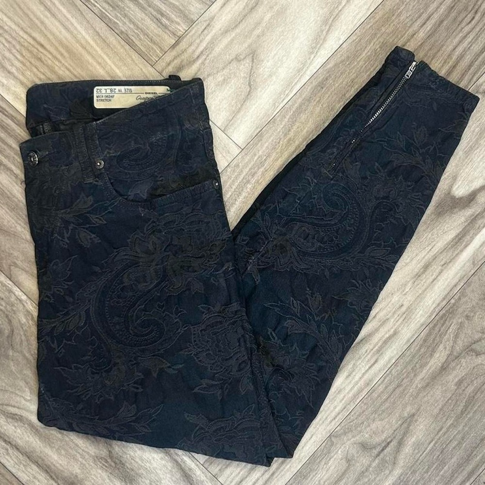 Diesel Grupee-zip super slim skinny low waist 0824F dark wash ankle zipper jeans